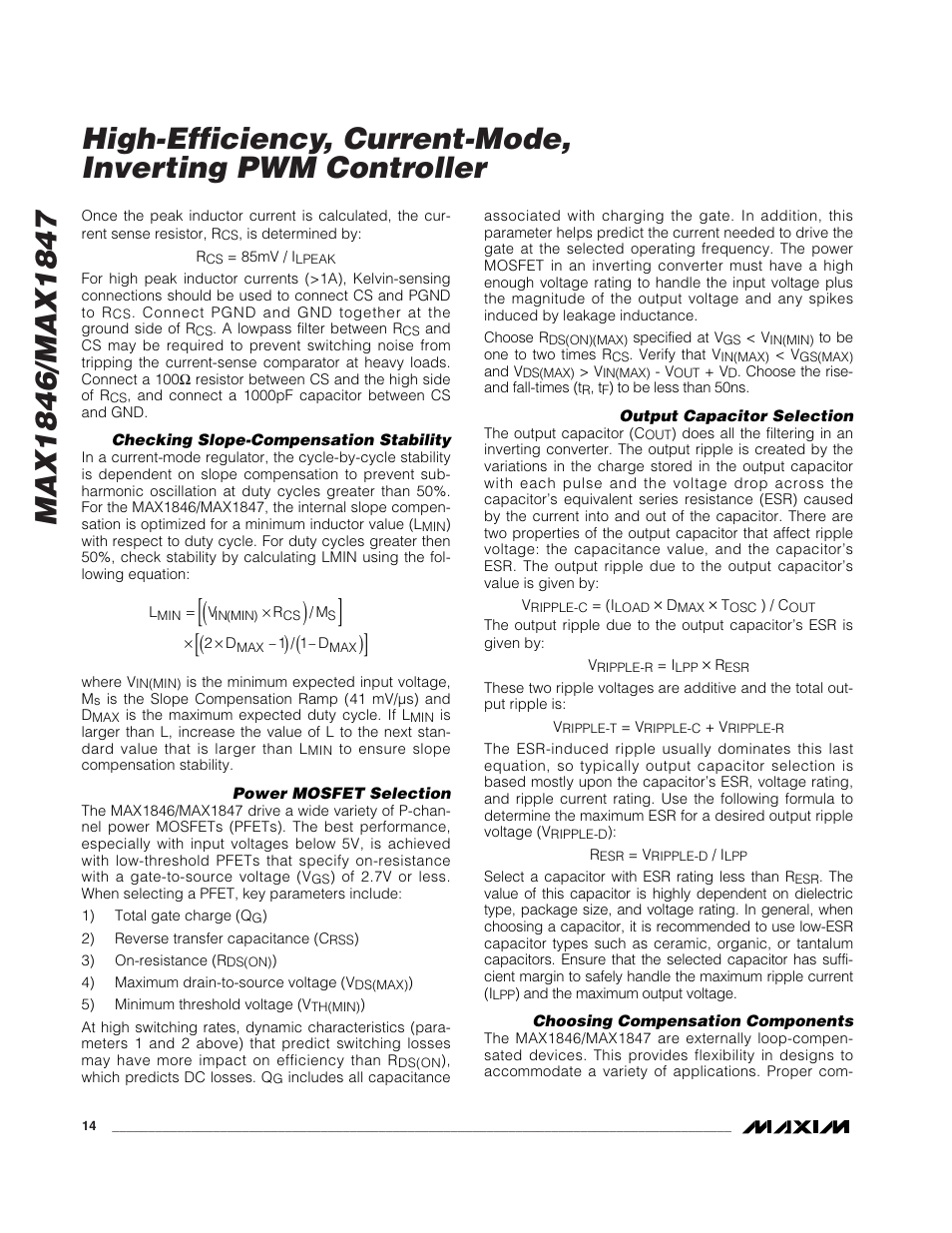 Rainbow Electronics MAX1847 User Manual | Page 14 / 20