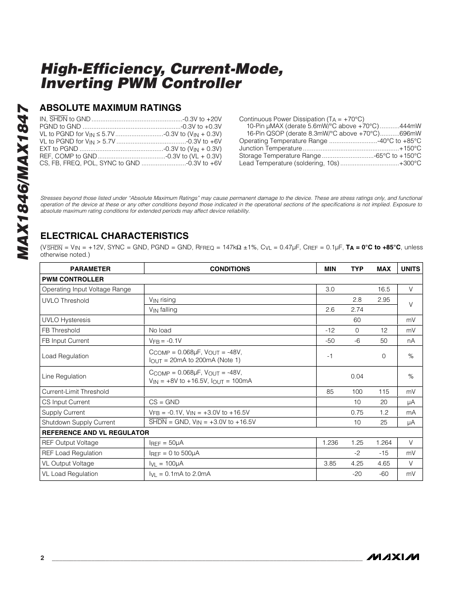 Rainbow Electronics MAX1847 User Manual | Page 2 / 20