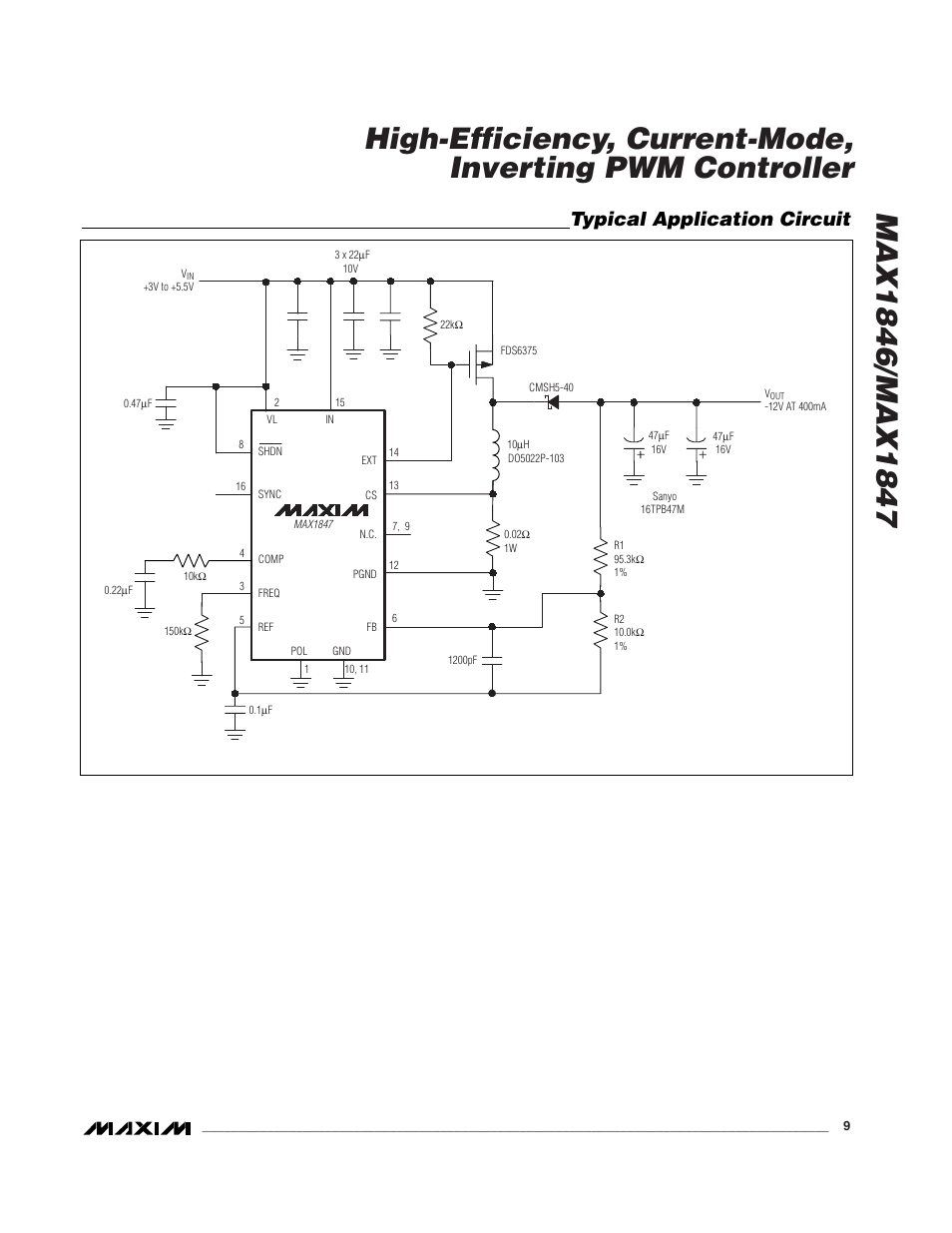 Typical application circuit | Rainbow Electronics MAX1847 User Manual | Page 9 / 20