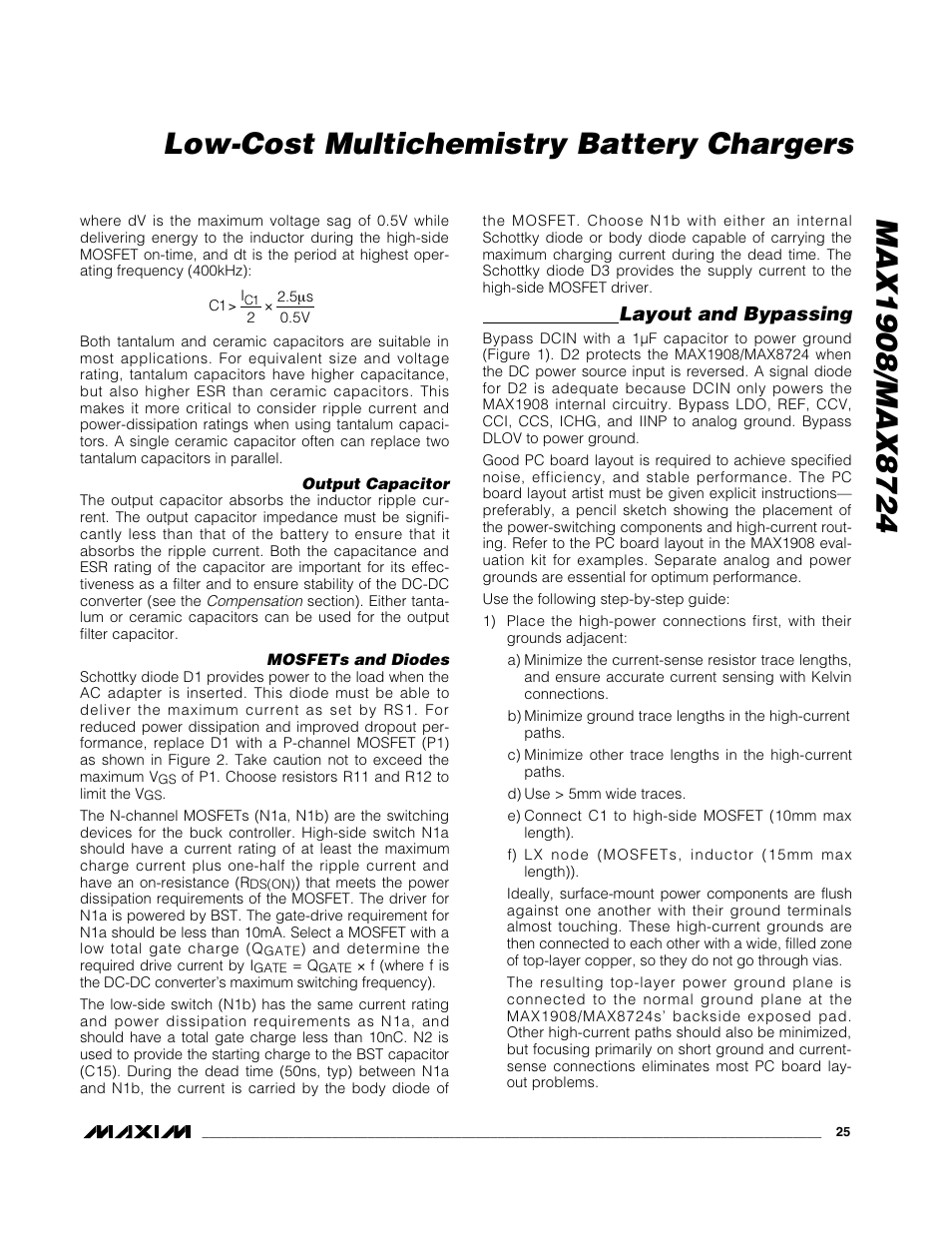 Layout and bypassing | Rainbow Electronics MAX8724 User Manual | Page 25 / 27