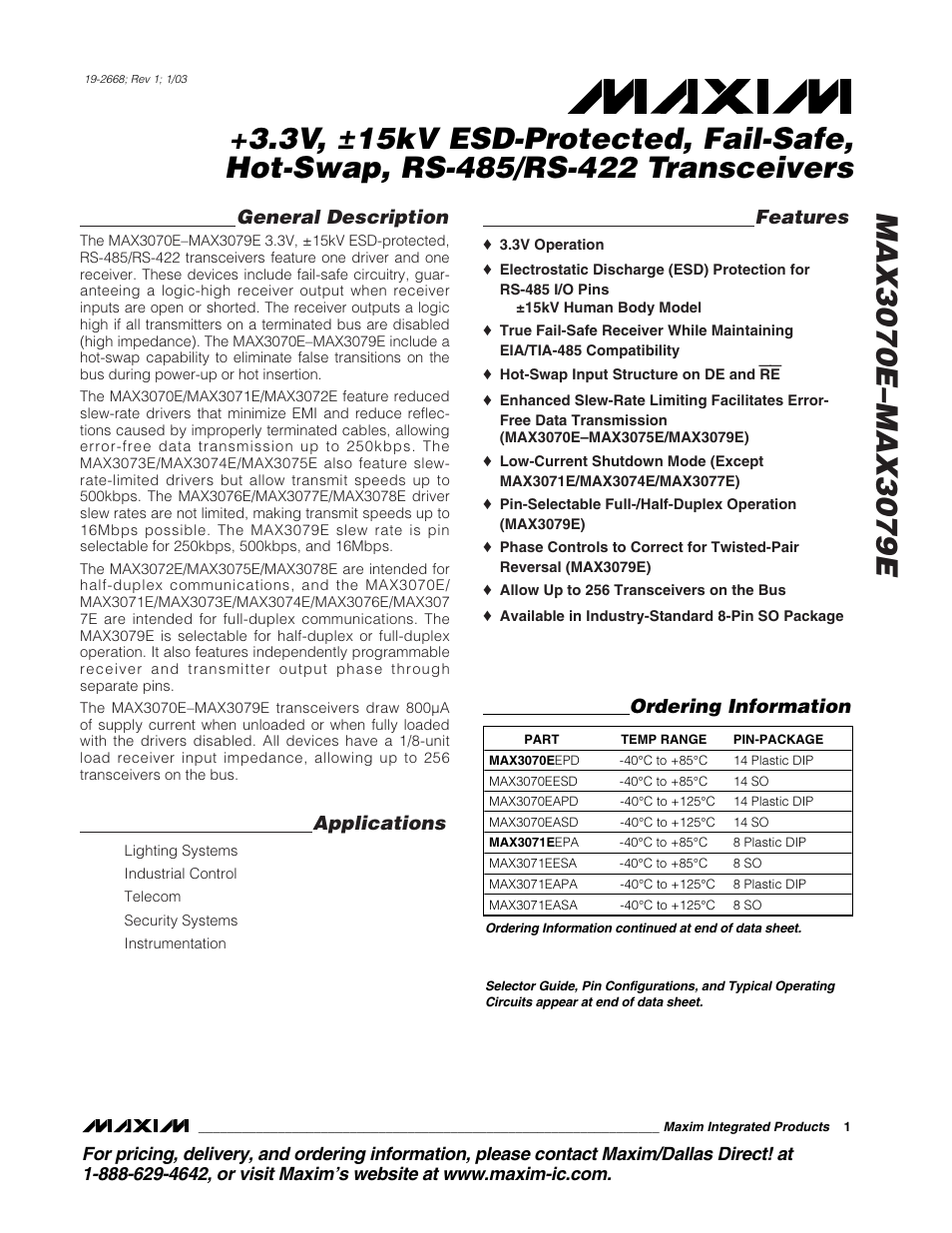 Rainbow Electronics MAX3079E User Manual | 25 pages