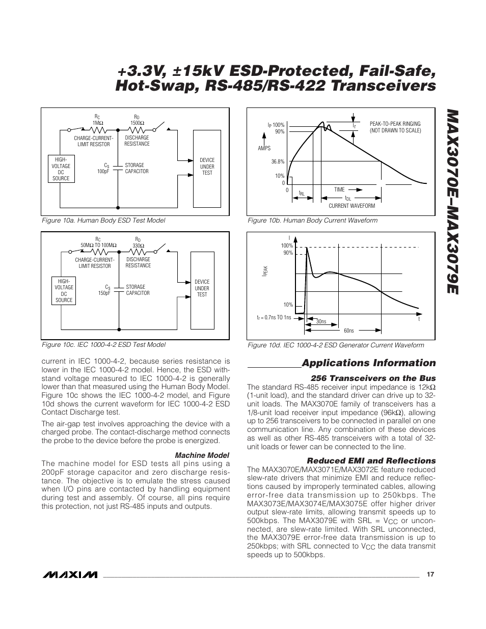 Applications information, 256 transceivers on the bus, Reduced emi and reflections | Rainbow Electronics MAX3079E User Manual | Page 17 / 25