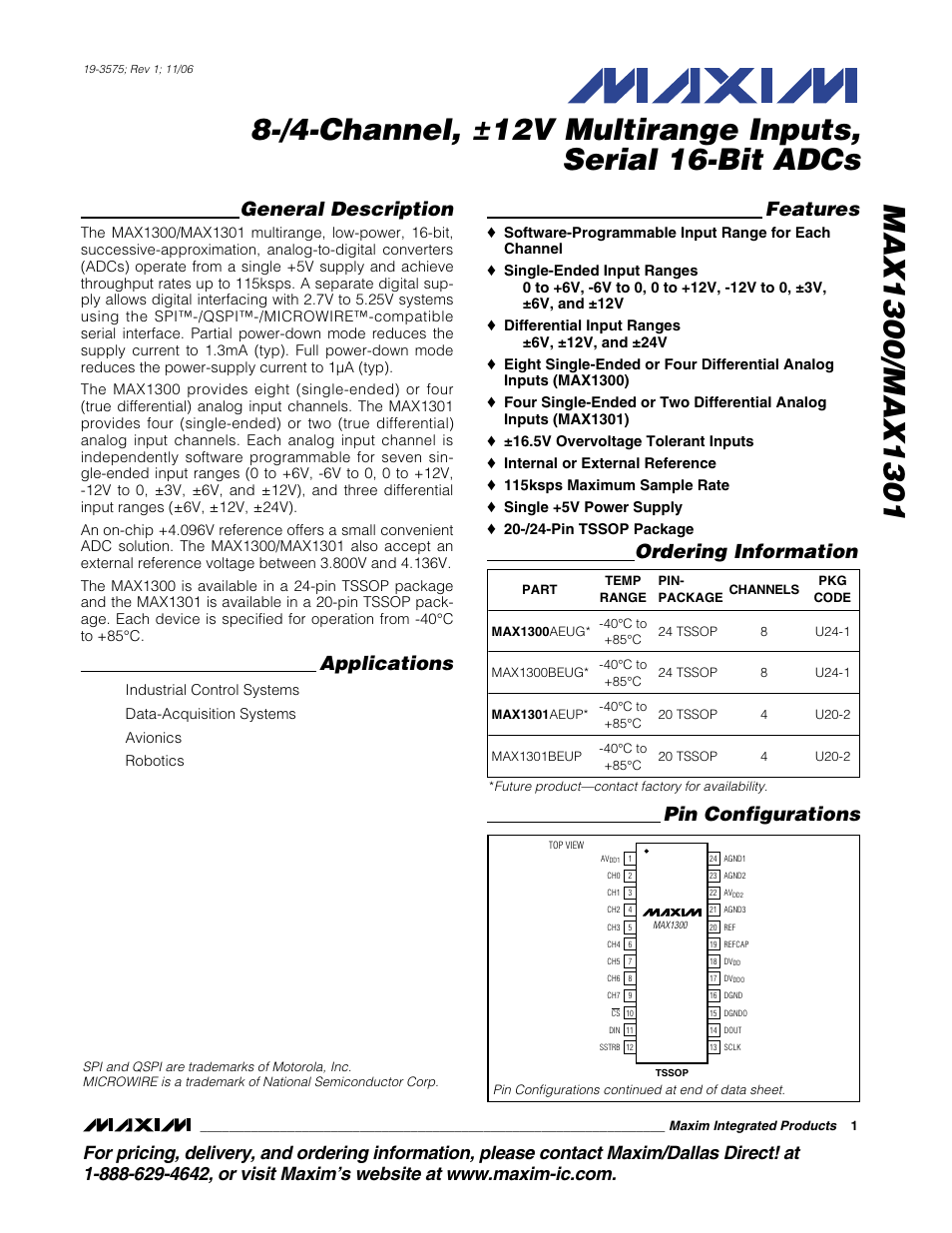 Rainbow Electronics MAX1301 User Manual | 31 pages