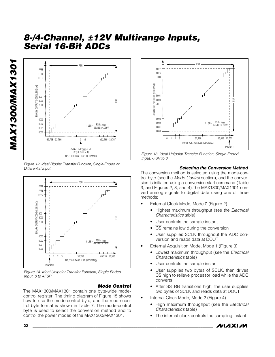 Mode control | Rainbow Electronics MAX1301 User Manual | Page 22 / 31