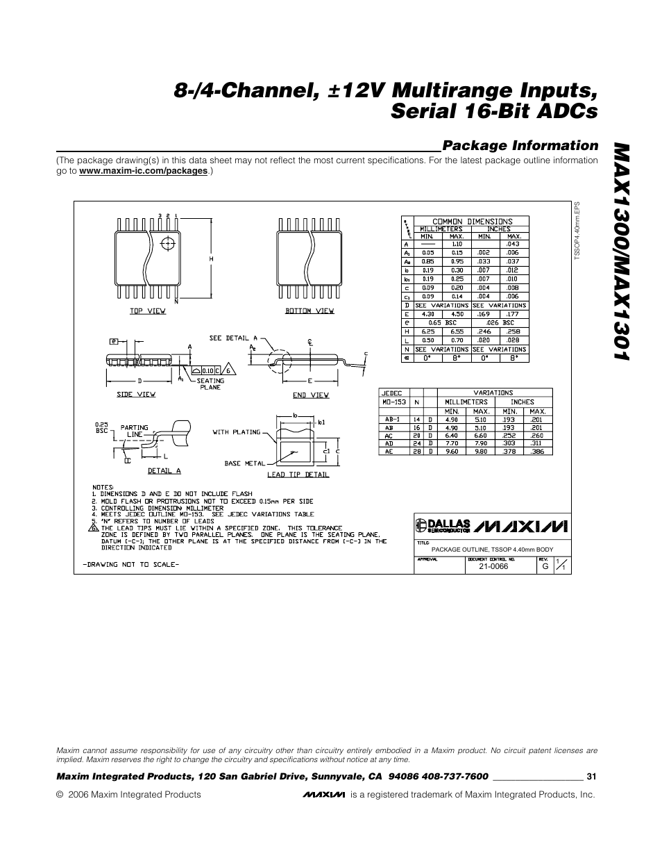 Package information | Rainbow Electronics MAX1301 User Manual | Page 31 / 31