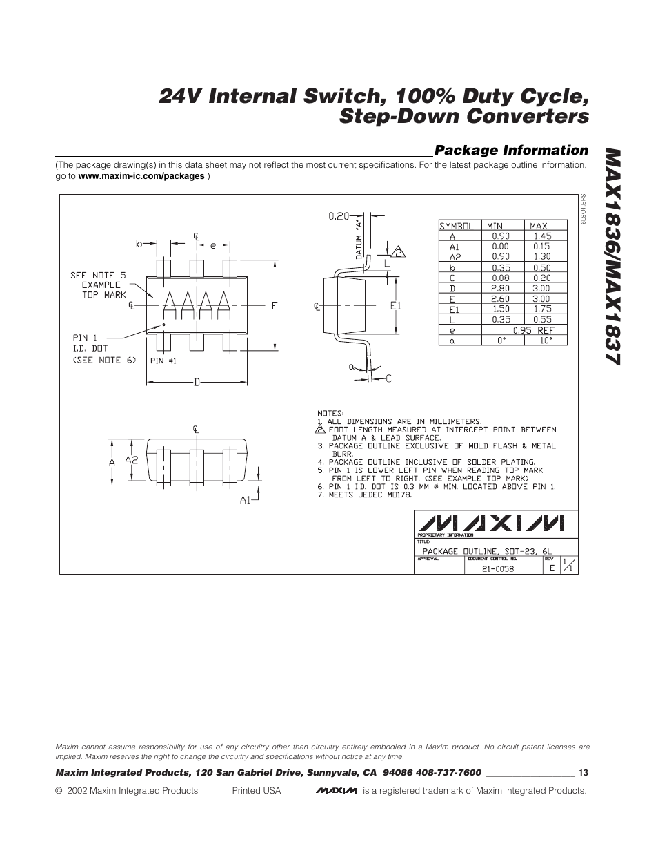 Rainbow Electronics MAX1837 User Manual | Page 13 / 13