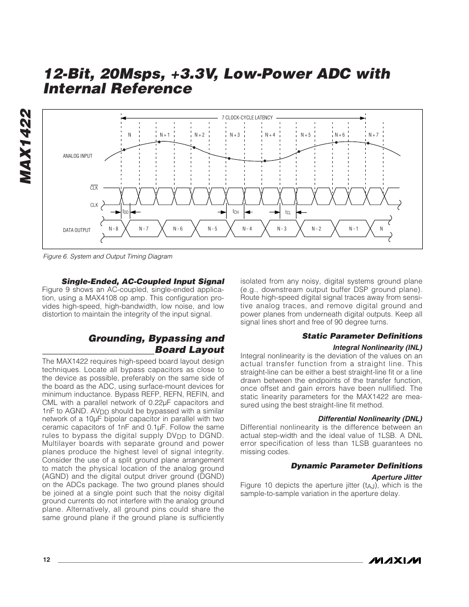 Max1422, Grounding, bypassing and board layout | Rainbow Electronics MAX1422 User Manual | Page 12 / 15