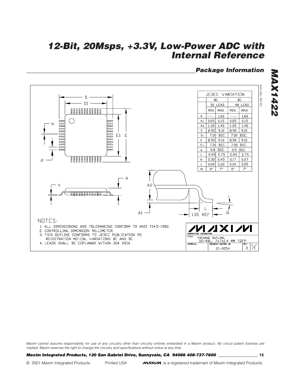 Rainbow Electronics MAX1422 User Manual | Page 15 / 15