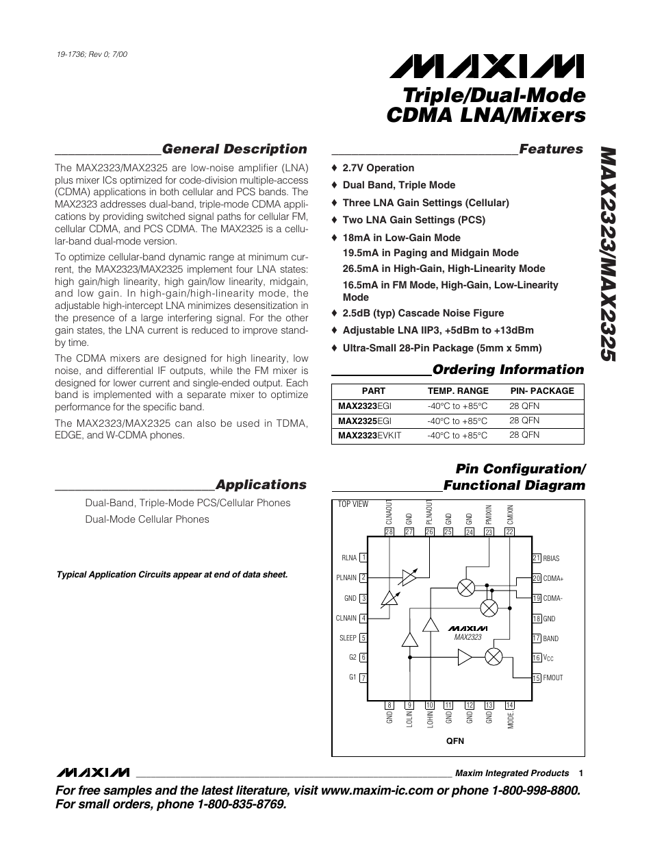 Rainbow Electronics MAX2325 User Manual | 14 pages