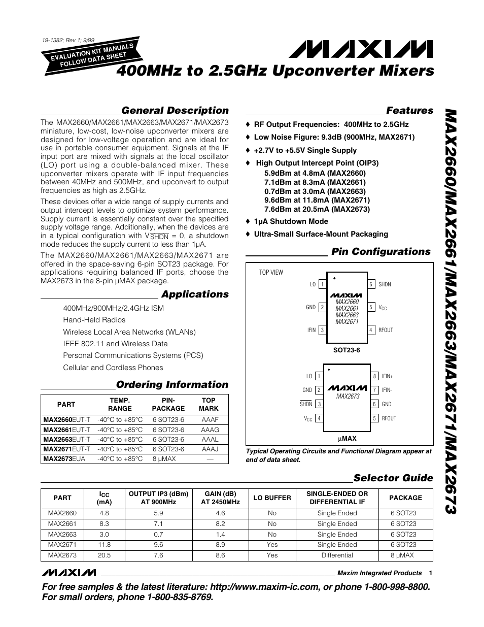 Rainbow Electronics MAX2673 User Manual | 16 pages