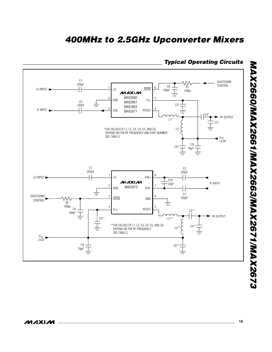 Typical operating circuits | Rainbow Electronics MAX2673 User Manual | Page 15 / 16
