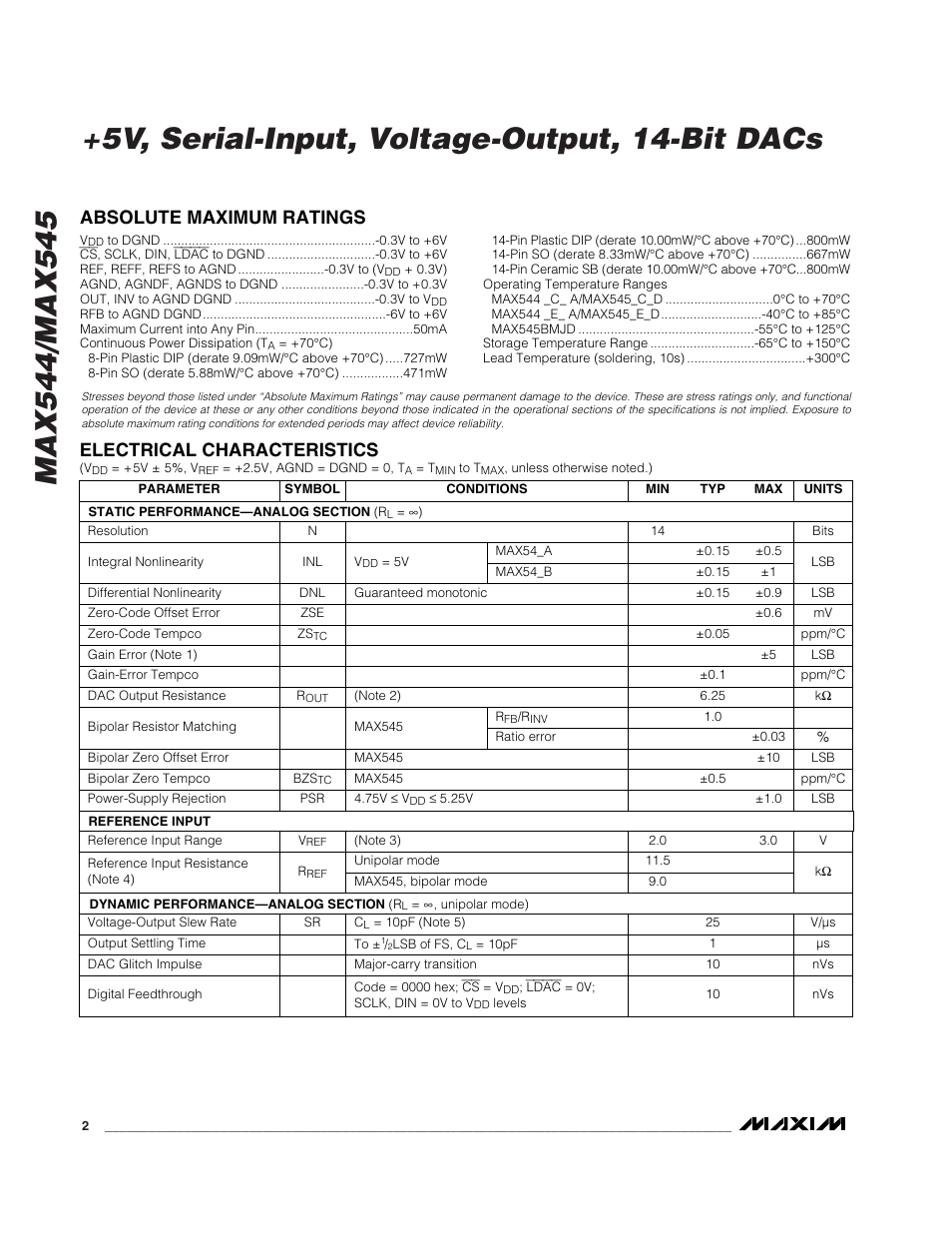 Rainbow Electronics MAX545 User Manual | Page 2 / 12