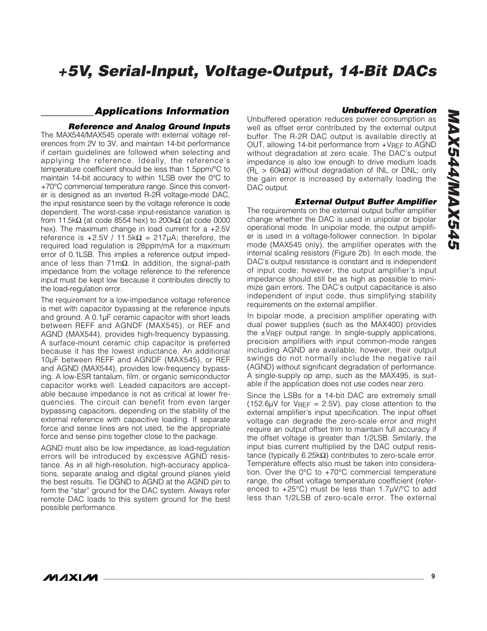 Applications information | Rainbow Electronics MAX545 User Manual | Page 9 / 12