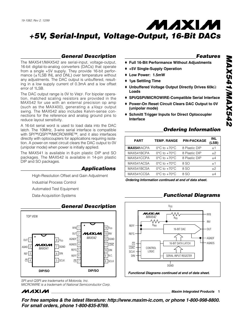 Rainbow Electronics MAX542 User Manual | 12 pages
