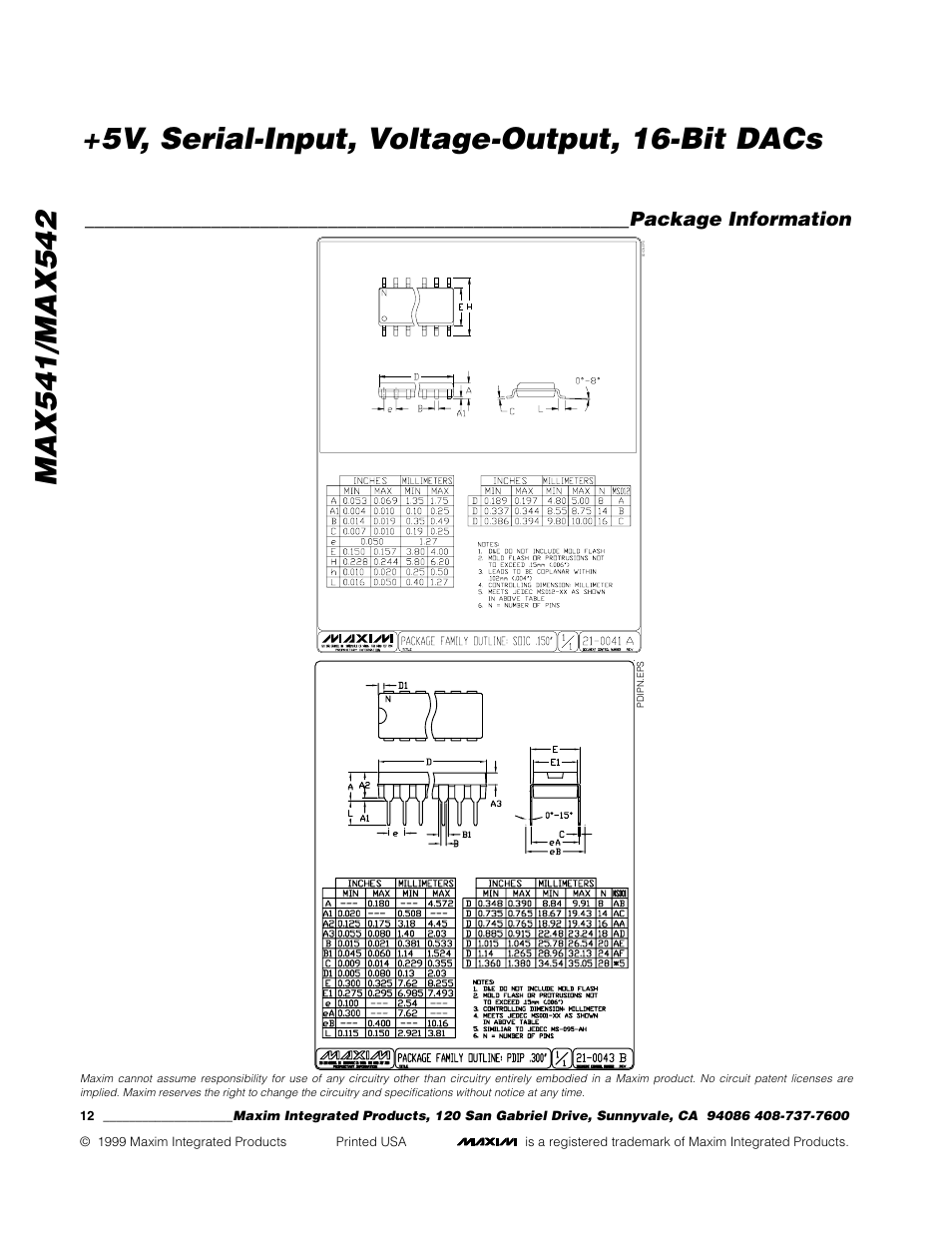 Package information | Rainbow Electronics MAX542 User Manual | Page 12 / 12
