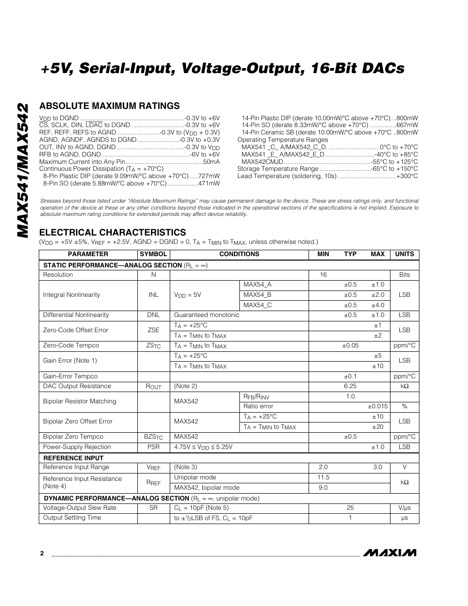 Rainbow Electronics MAX542 User Manual | Page 2 / 12