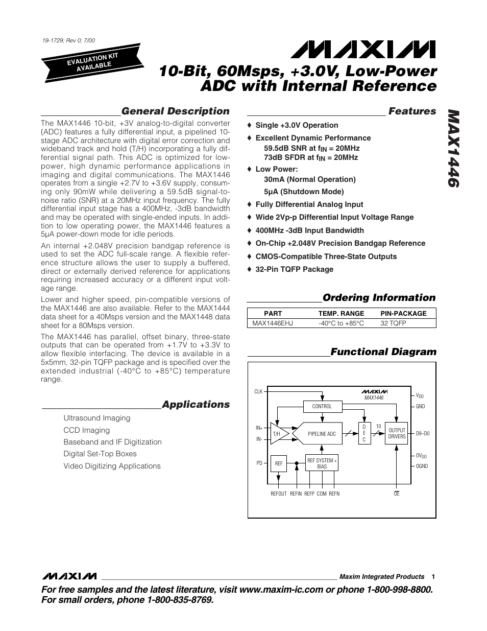 Rainbow Electronics MAX1446 User Manual | 16 pages