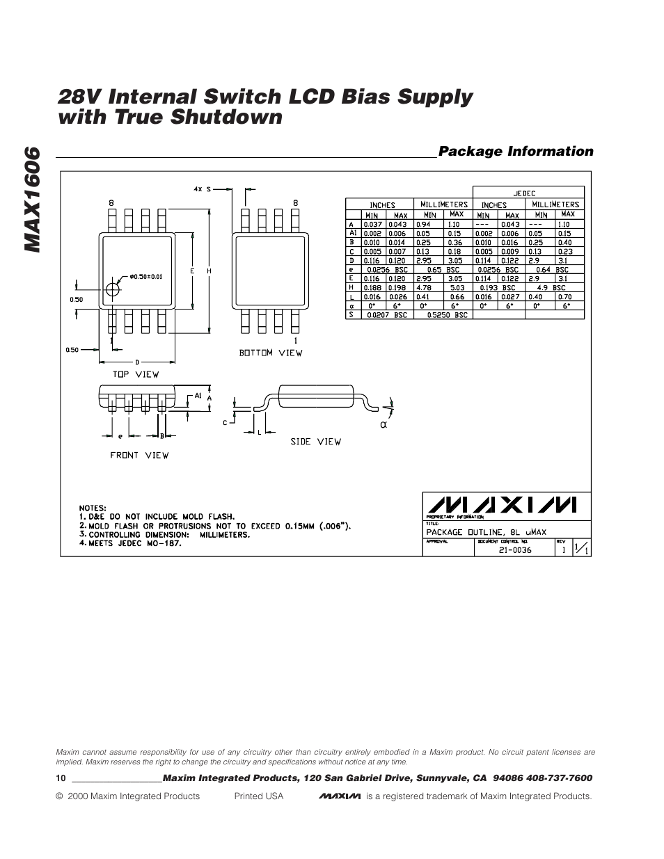 Rainbow Electronics MAX1606 User Manual | Page 10 / 10
