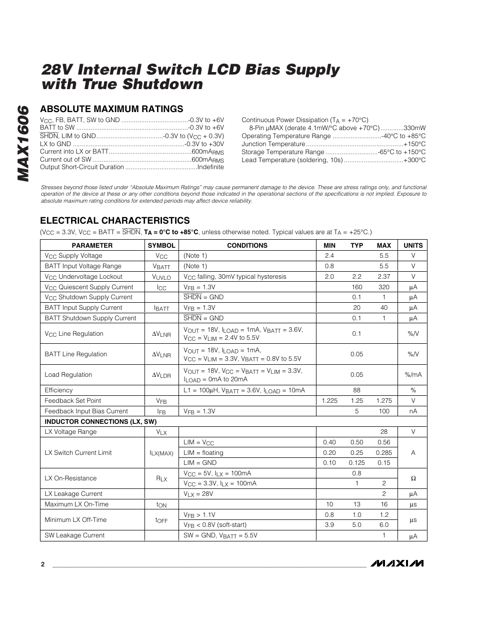 Rainbow Electronics MAX1606 User Manual | Page 2 / 10