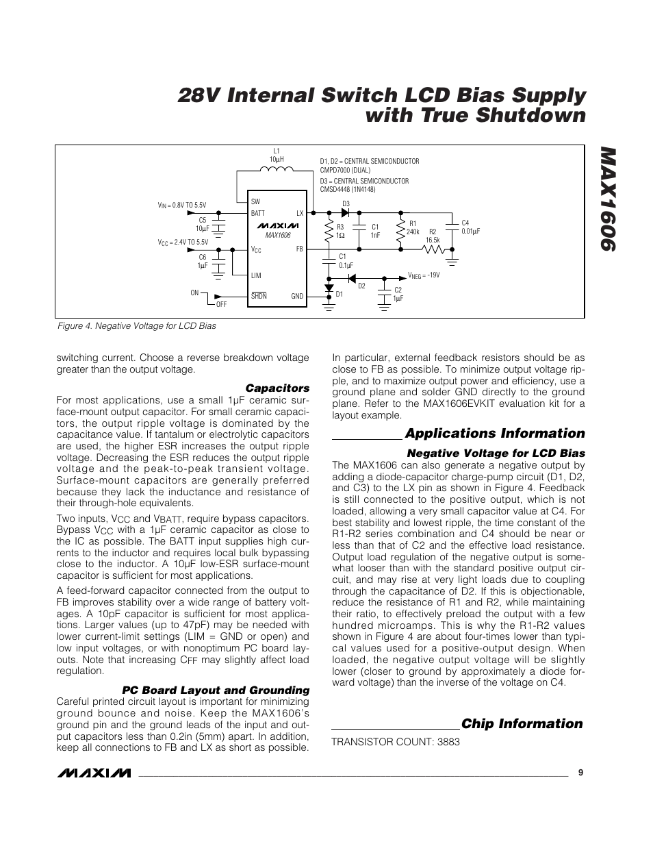 Applications information, Chip information | Rainbow Electronics MAX1606 User Manual | Page 9 / 10