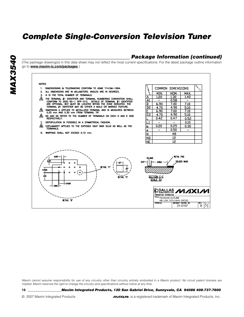 Rainbow Electronics MAX3540 User Manual | Page 16 / 16