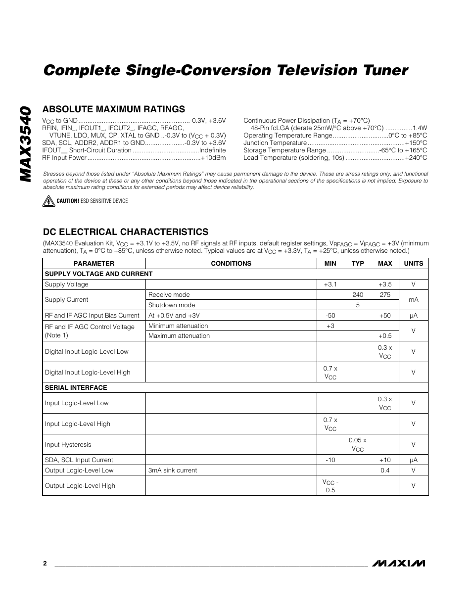 Rainbow Electronics MAX3540 User Manual | Page 2 / 16