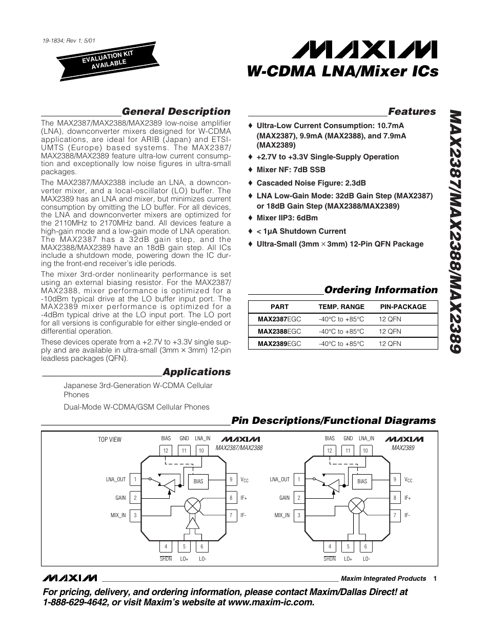 Rainbow Electronics MAX2389 User Manual | 11 pages