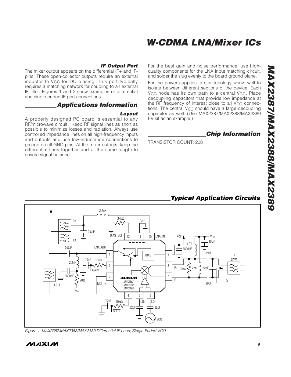 Applications information, Chip information, Typical application circuits | Rainbow Electronics MAX2389 User Manual | Page 9 / 11