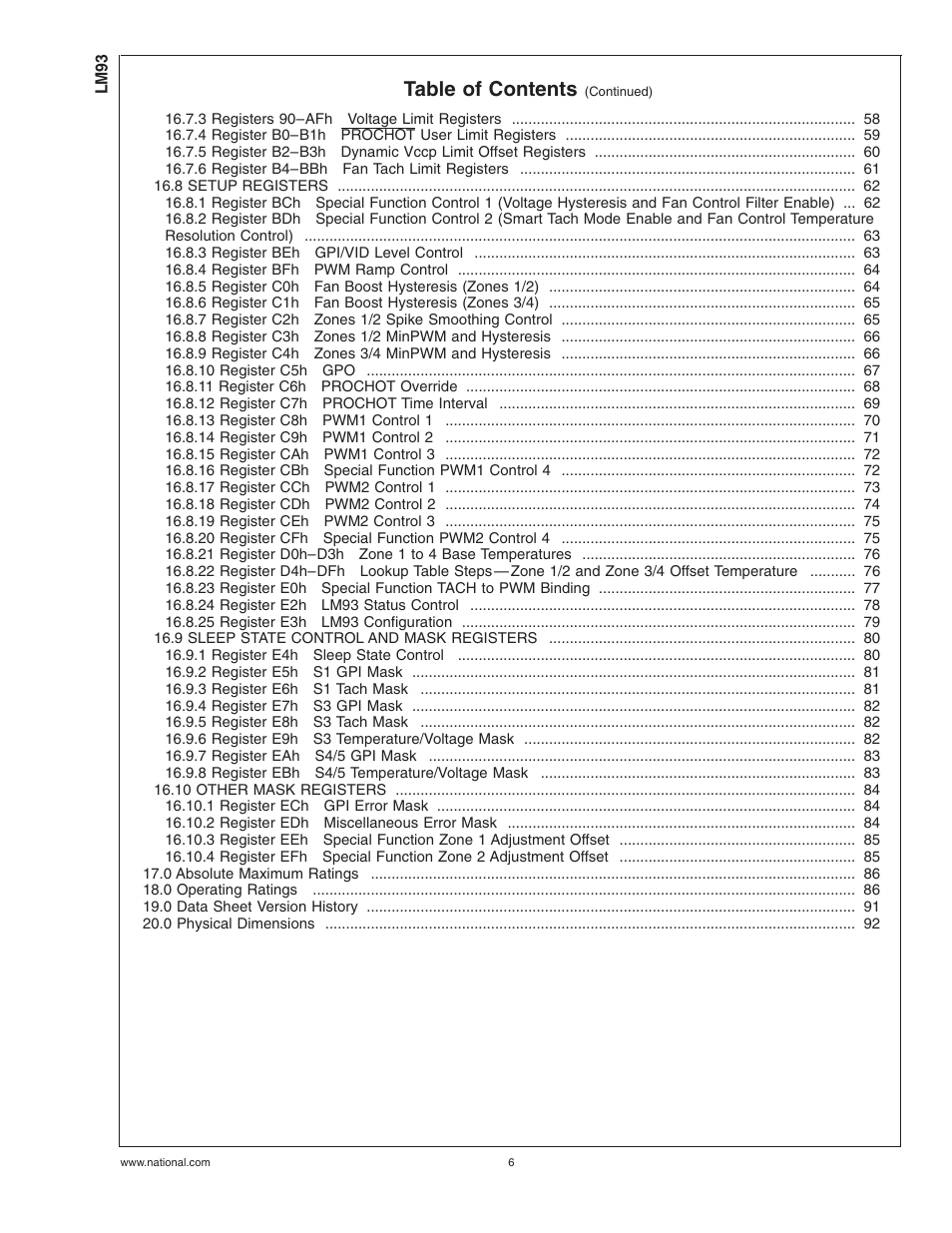 Rainbow Electronics LM93 User Manual | Page 6 / 92