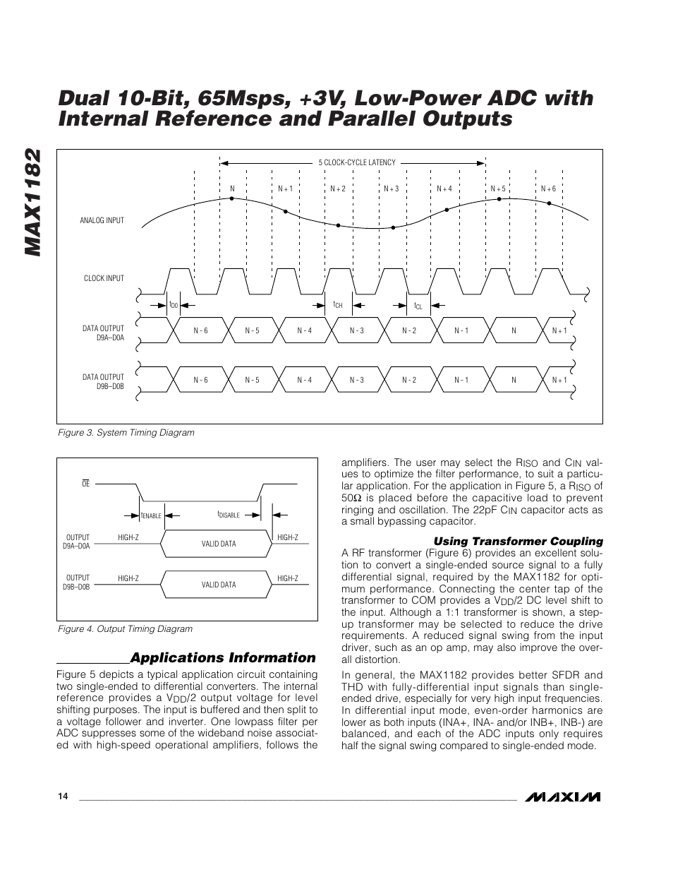 Applications information | Rainbow Electronics MAX1182 User Manual | Page 14 / 21