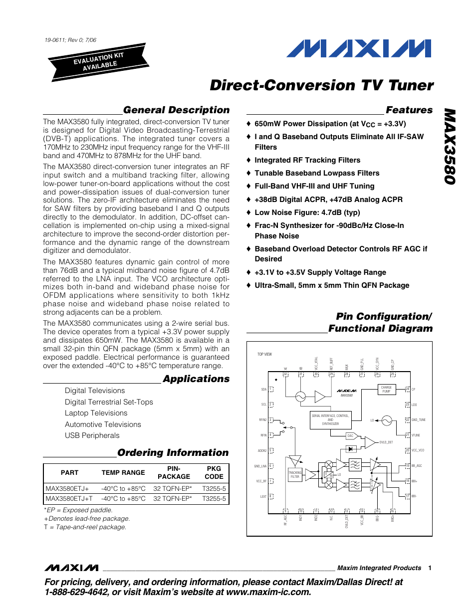 Rainbow Electronics MAX3580 User Manual | 21 pages