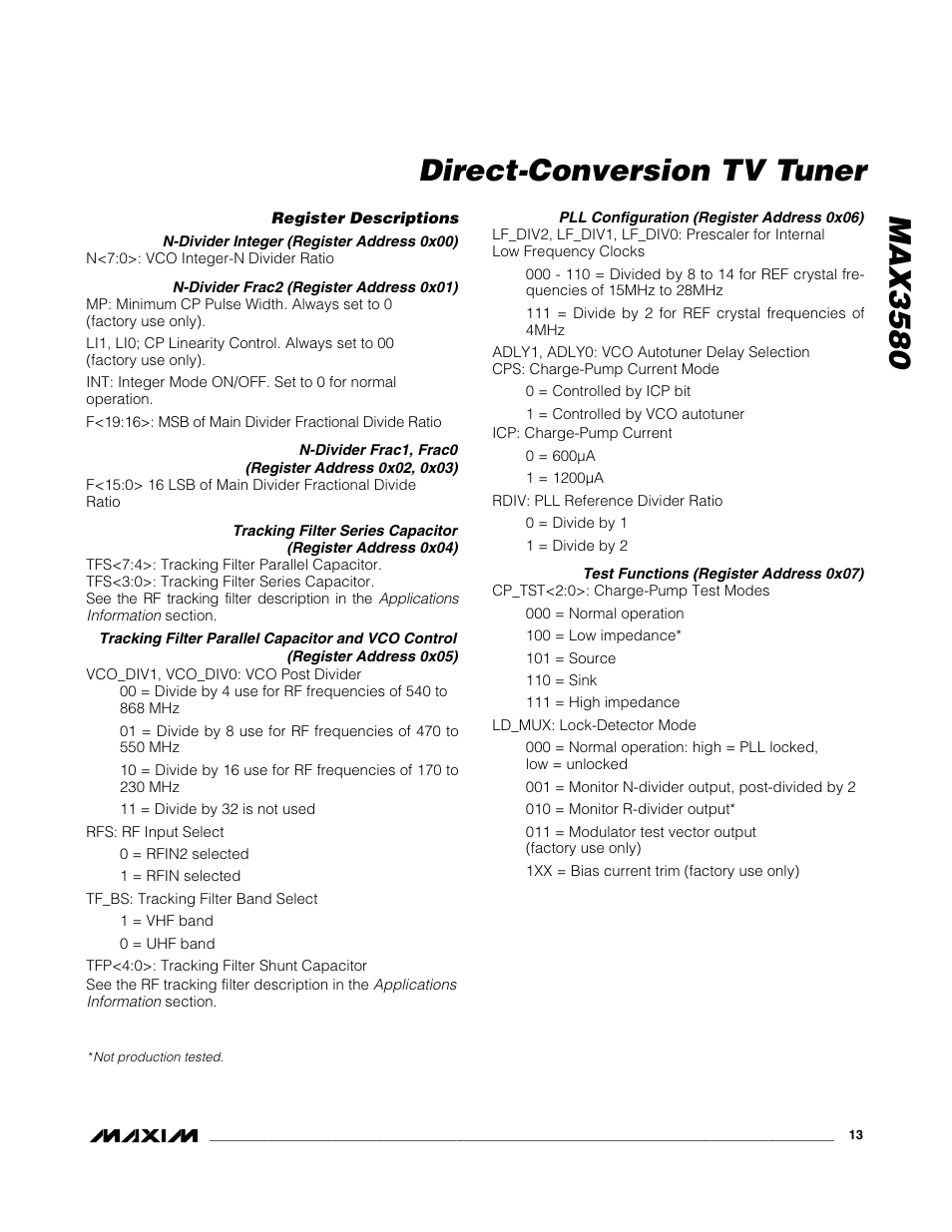 Max3580 direct-conversion tv tuner | Rainbow Electronics MAX3580 User Manual | Page 13 / 21
