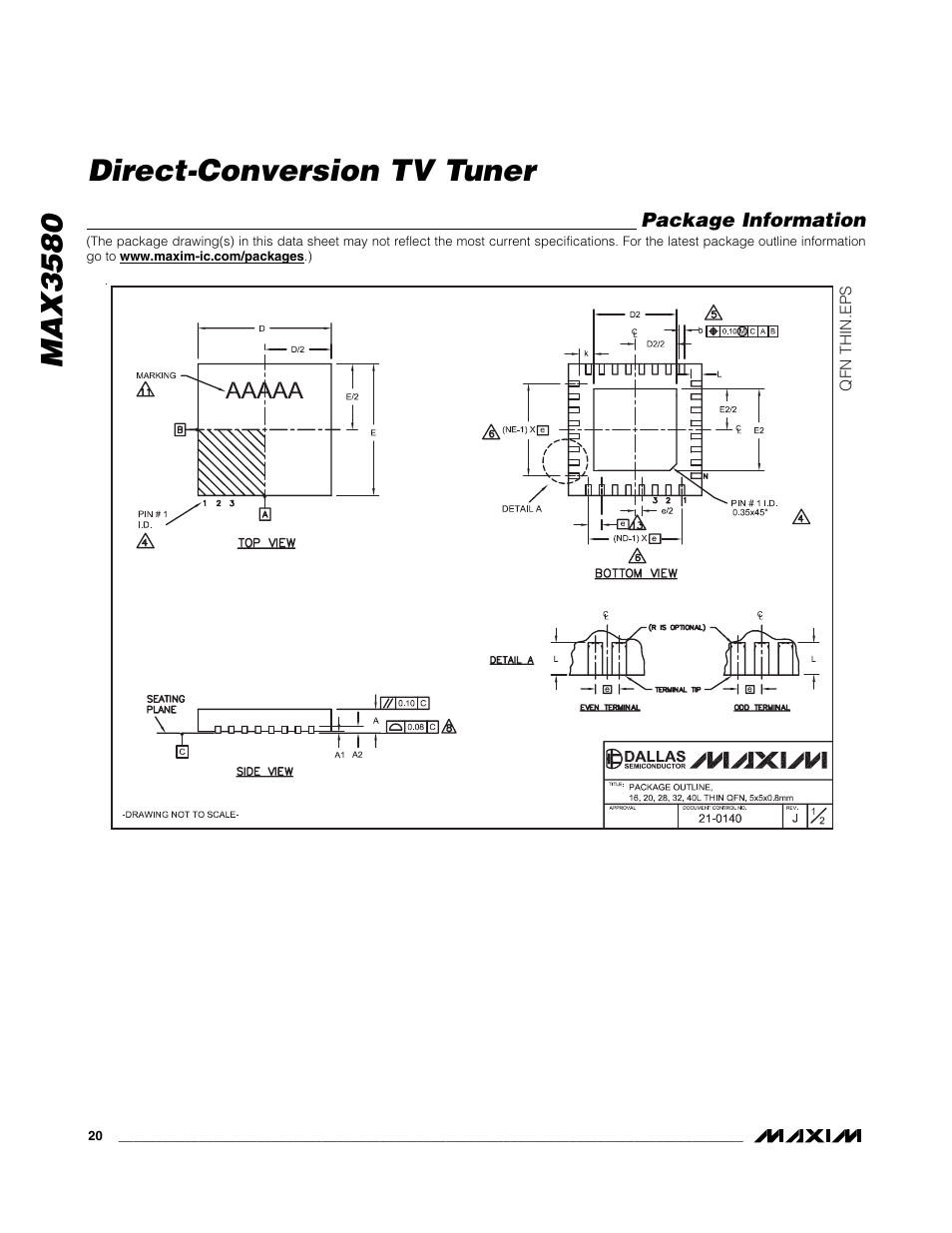 Max3580 direct-conversion tv tuner | Rainbow Electronics MAX3580 User Manual | Page 20 / 21