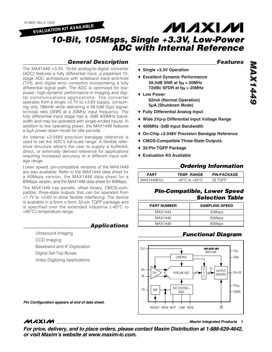 Rainbow Electronics MAX1449 User Manual | 18 pages