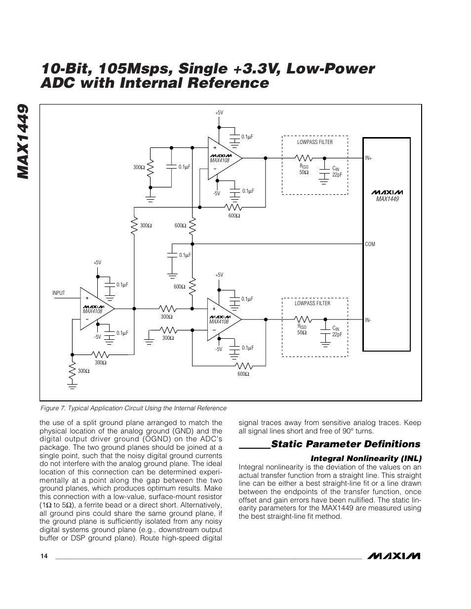 Static parameter definitions | Rainbow Electronics MAX1449 User Manual | Page 14 / 18