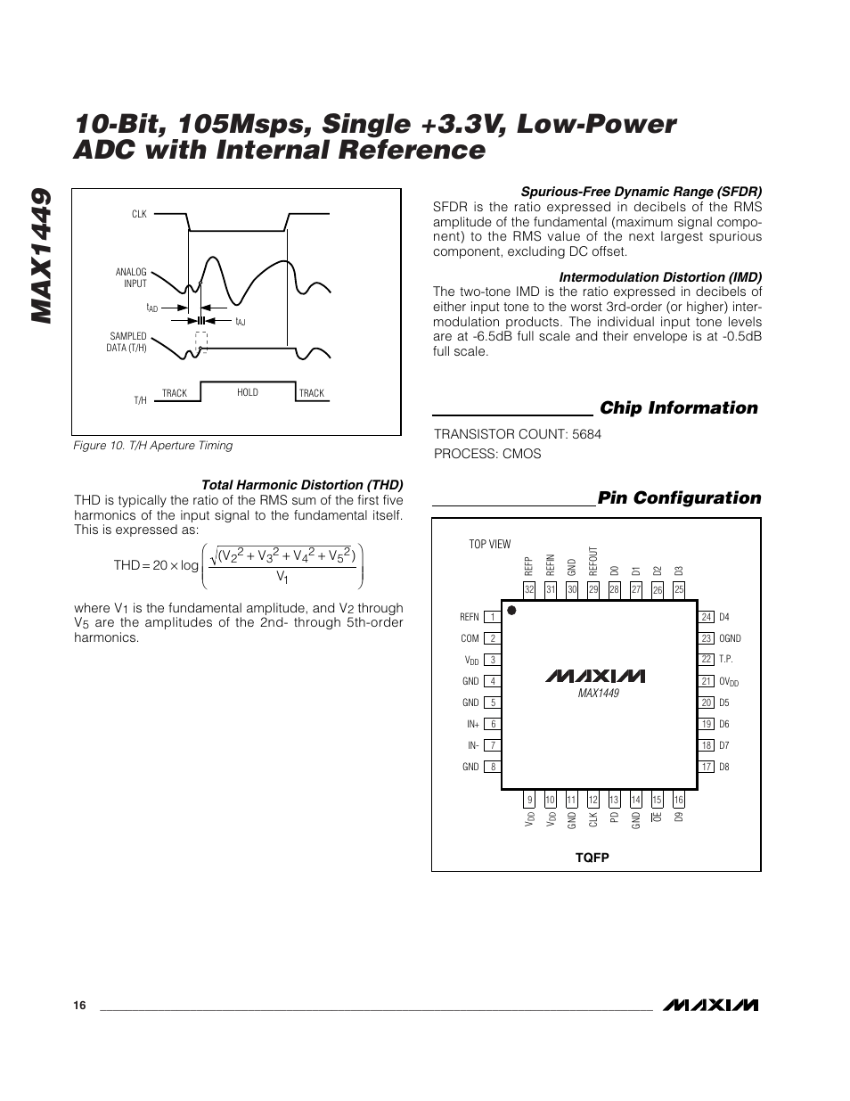 Pin configuration chip information | Rainbow Electronics MAX1449 User Manual | Page 16 / 18