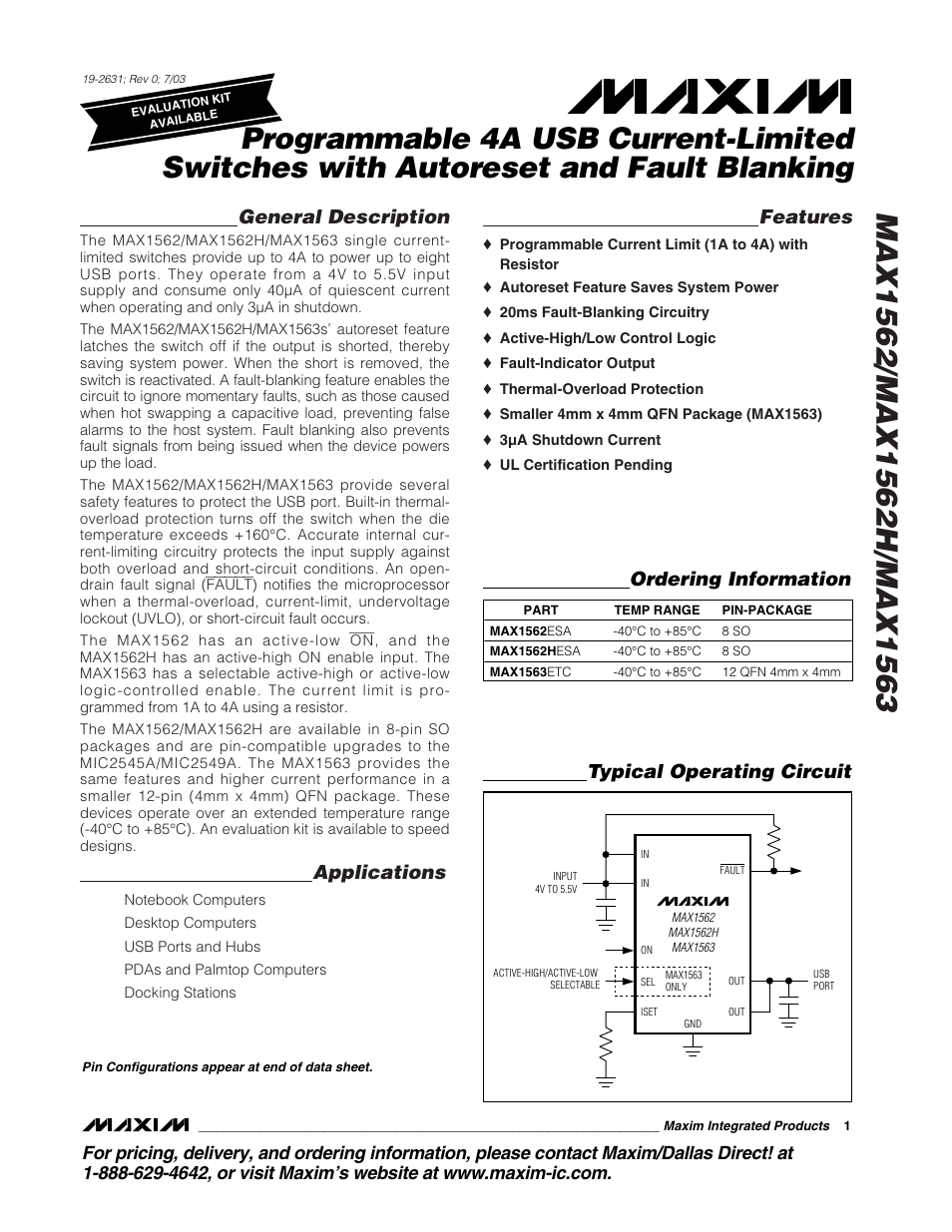 Rainbow Electronics MAX1563 User Manual | 12 pages