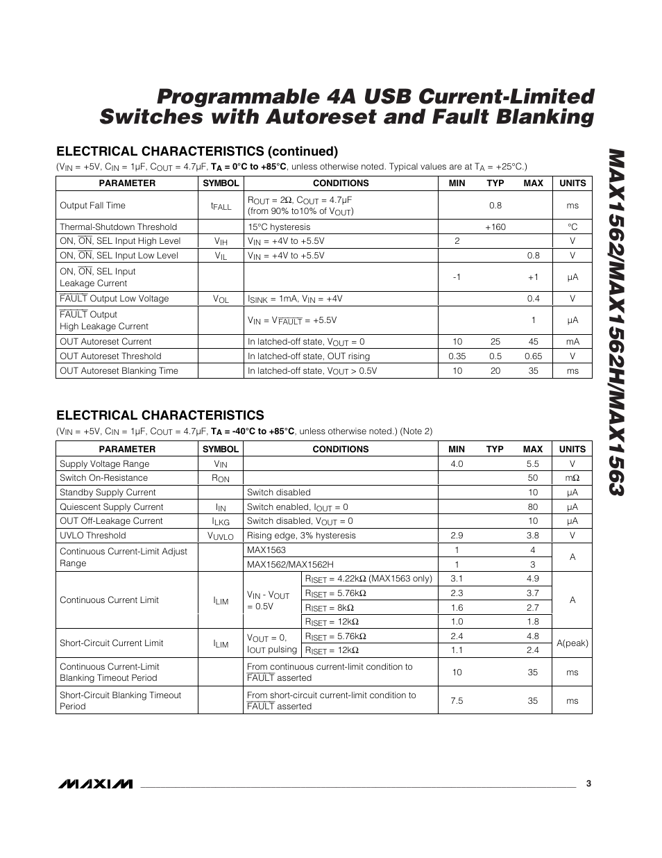 Electrical characteristics (continued), Electrical characteristics | Rainbow Electronics MAX1563 User Manual | Page 3 / 12