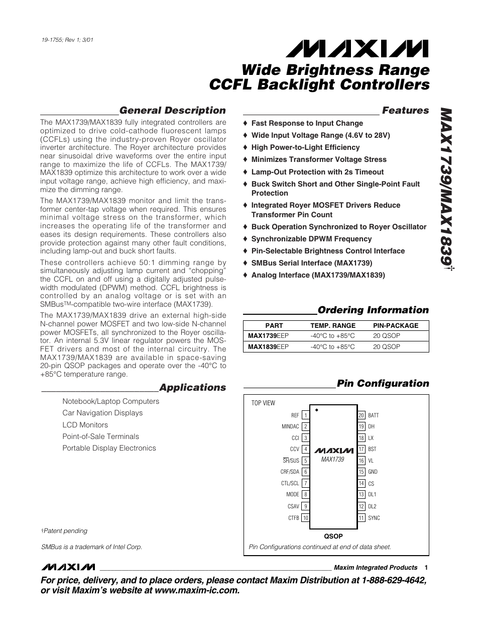 Rainbow Electronics MAX1839 User Manual | 26 pages