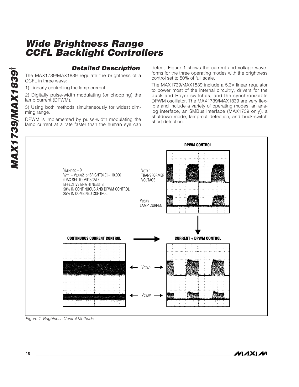 Wide brightness range ccfl backlight controllers, Detailed description | Rainbow Electronics MAX1839 User Manual | Page 10 / 26