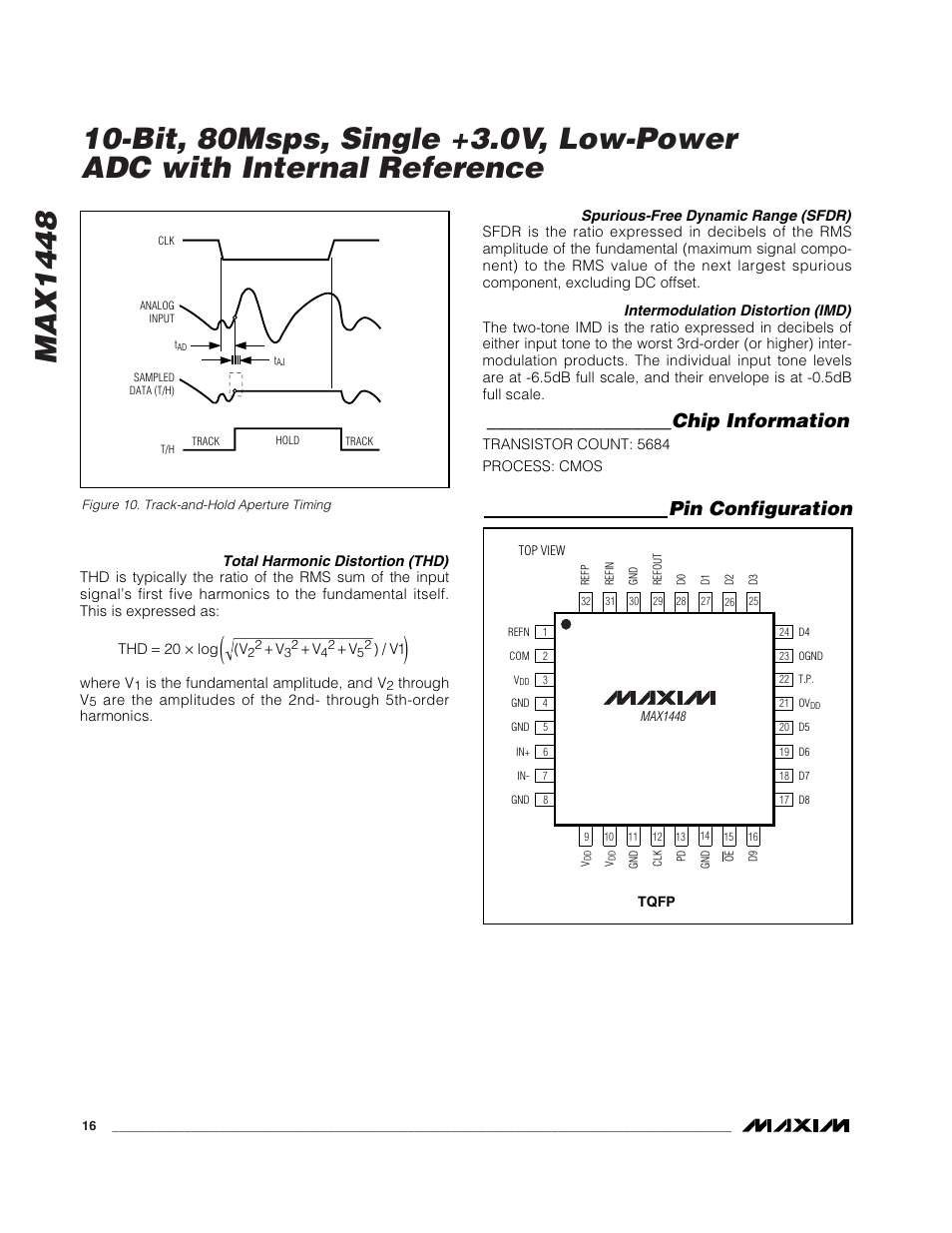Chip information, Pin configuration | Rainbow Electronics MAX1448 User Manual | Page 16 / 18