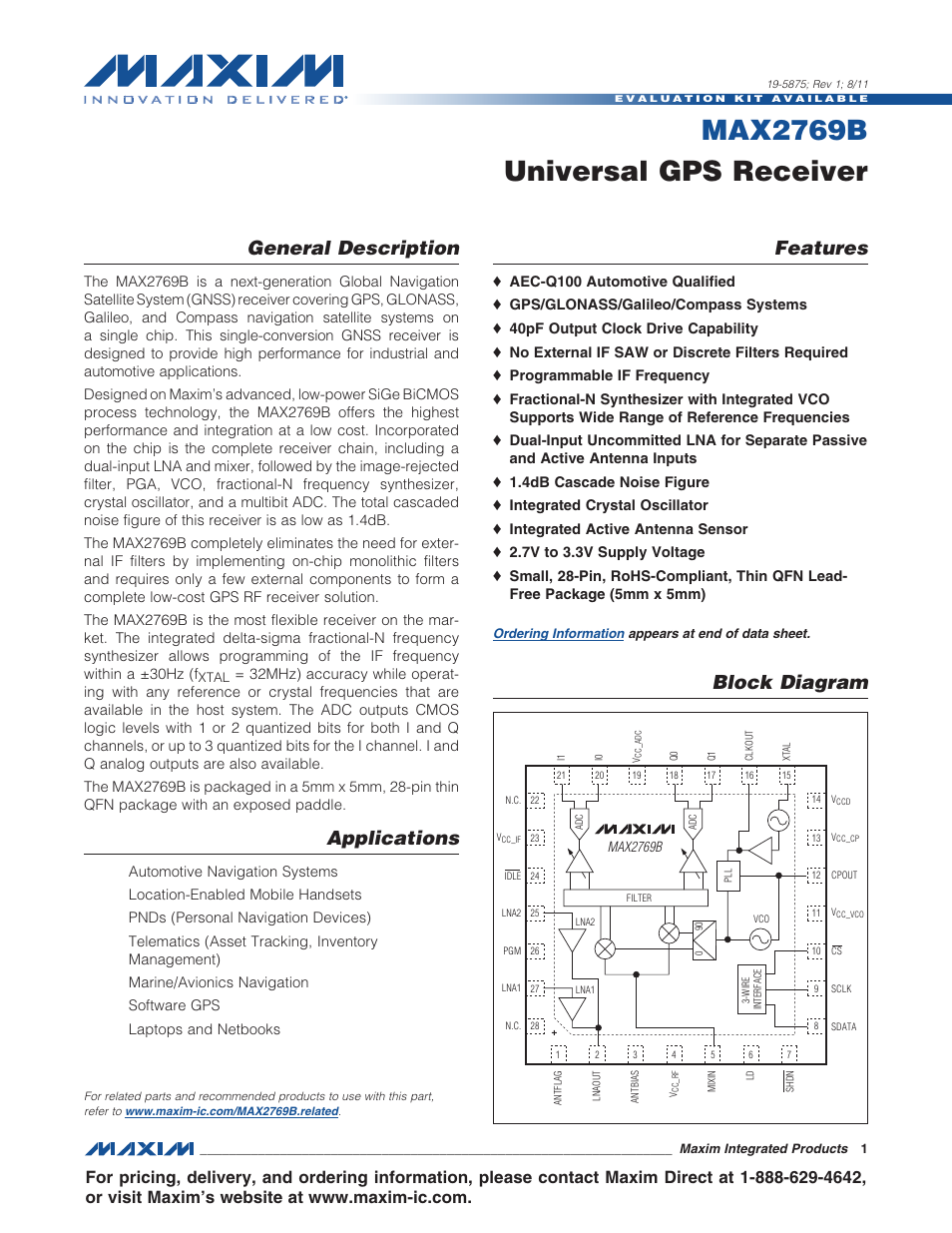 Rainbow Electronics MAX2769B User Manual | 25 pages
