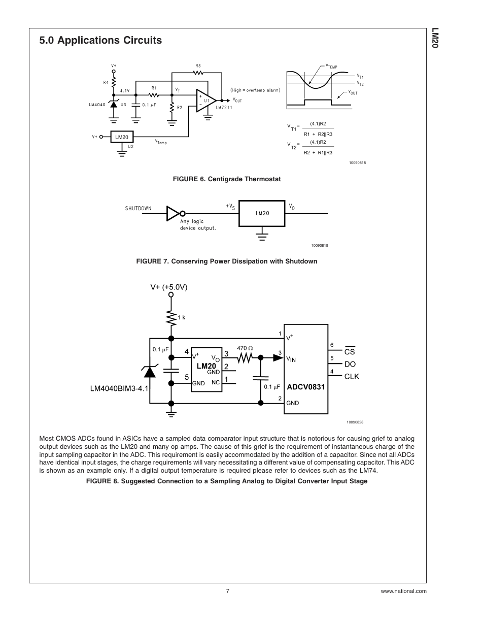 0 applications circuits, Figure 6. centigrade thermostat, Lm20 | Rainbow Electronics LM20 User Manual | Page 7 / 9