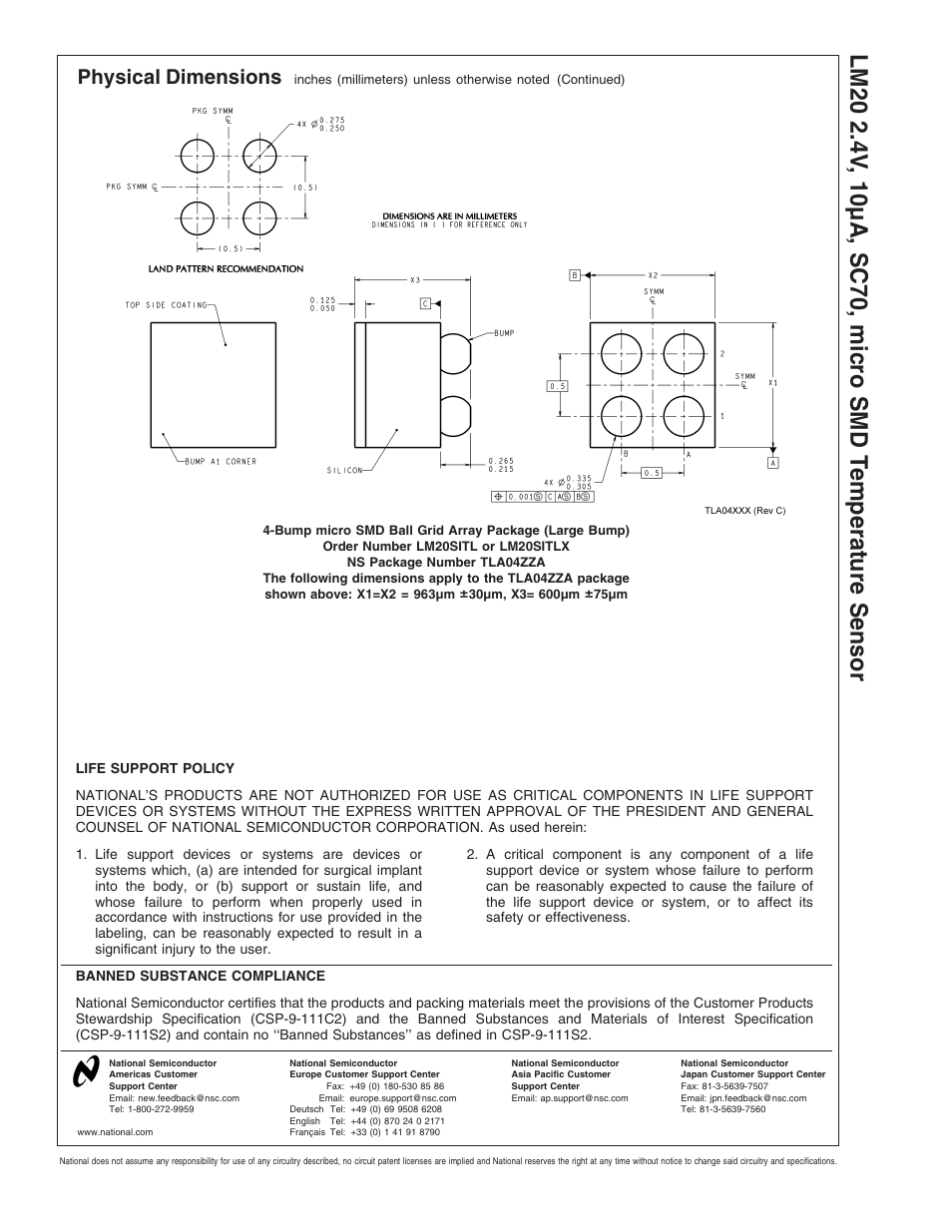 Physical dimensions | Rainbow Electronics LM20 User Manual | Page 9 / 9