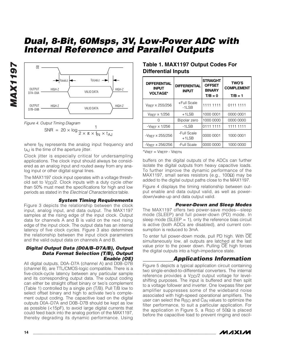Max1197, Applications information | Rainbow Electronics MAX1197 User Manual | Page 14 / 22
