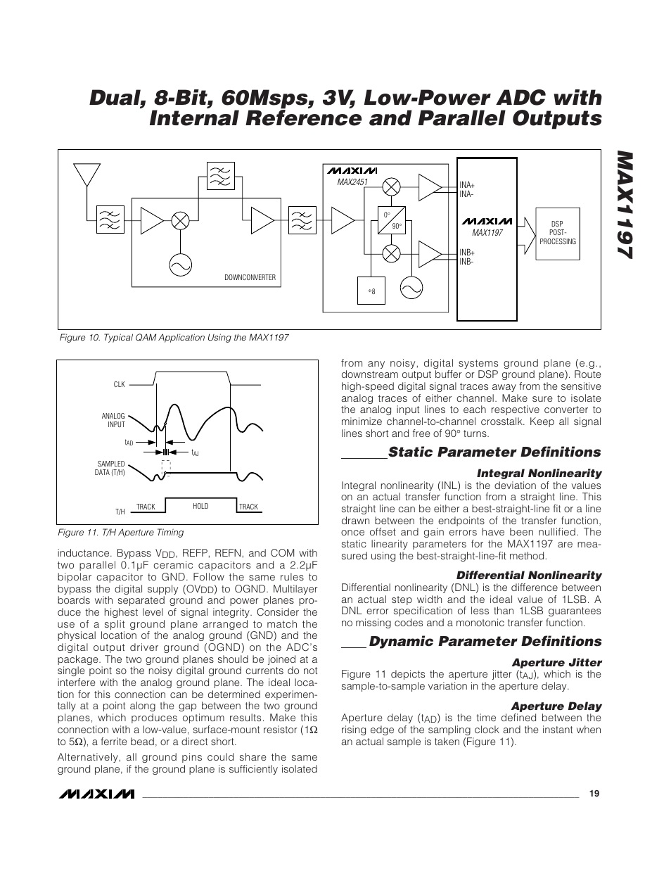 Static parameter definitions, Dynamic parameter definitions | Rainbow Electronics MAX1197 User Manual | Page 19 / 22