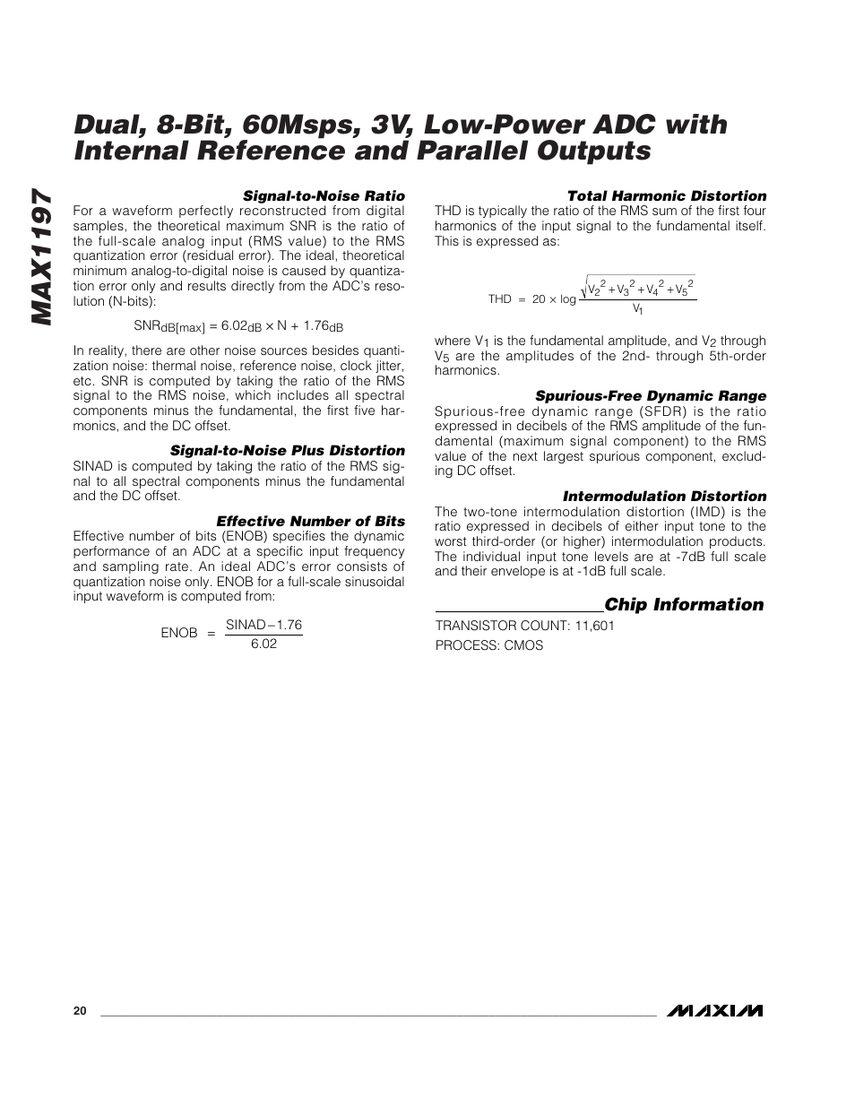 Chip information | Rainbow Electronics MAX1197 User Manual | Page 20 / 22