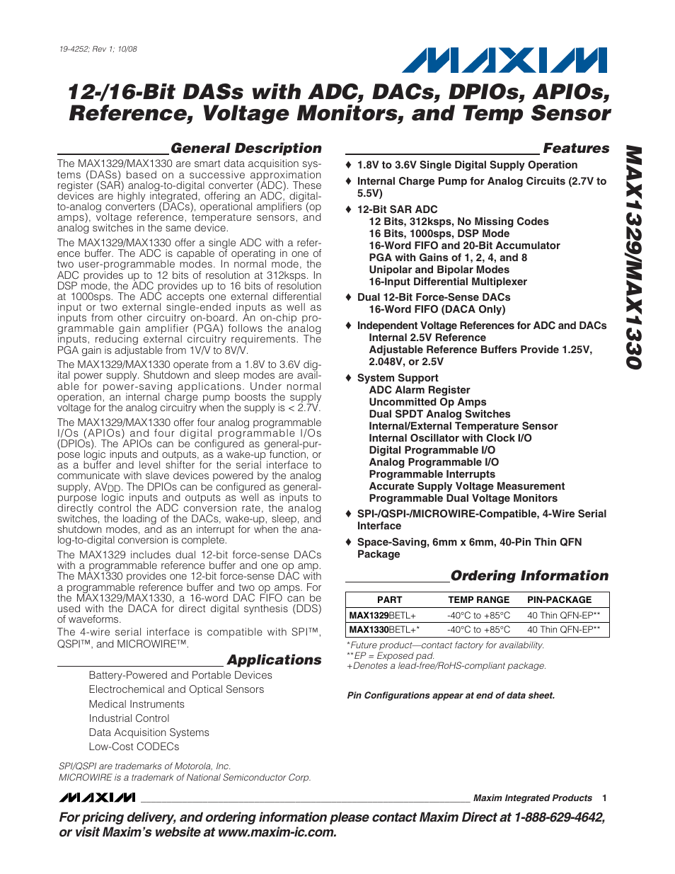 Rainbow Electronics MAX1329 User Manual | 78 pages