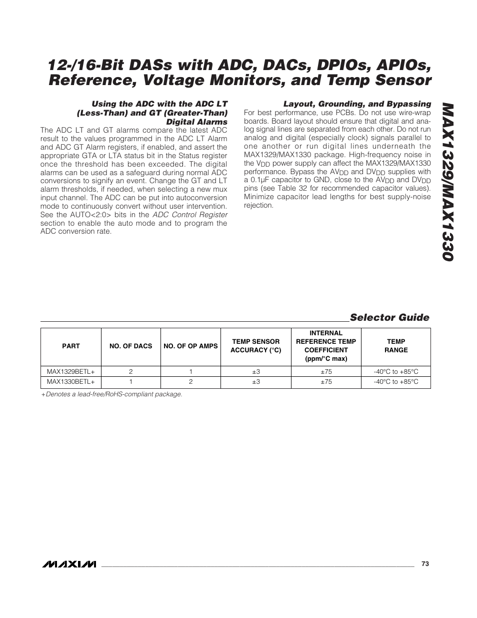 Selector guide | Rainbow Electronics MAX1329 User Manual | Page 73 / 78