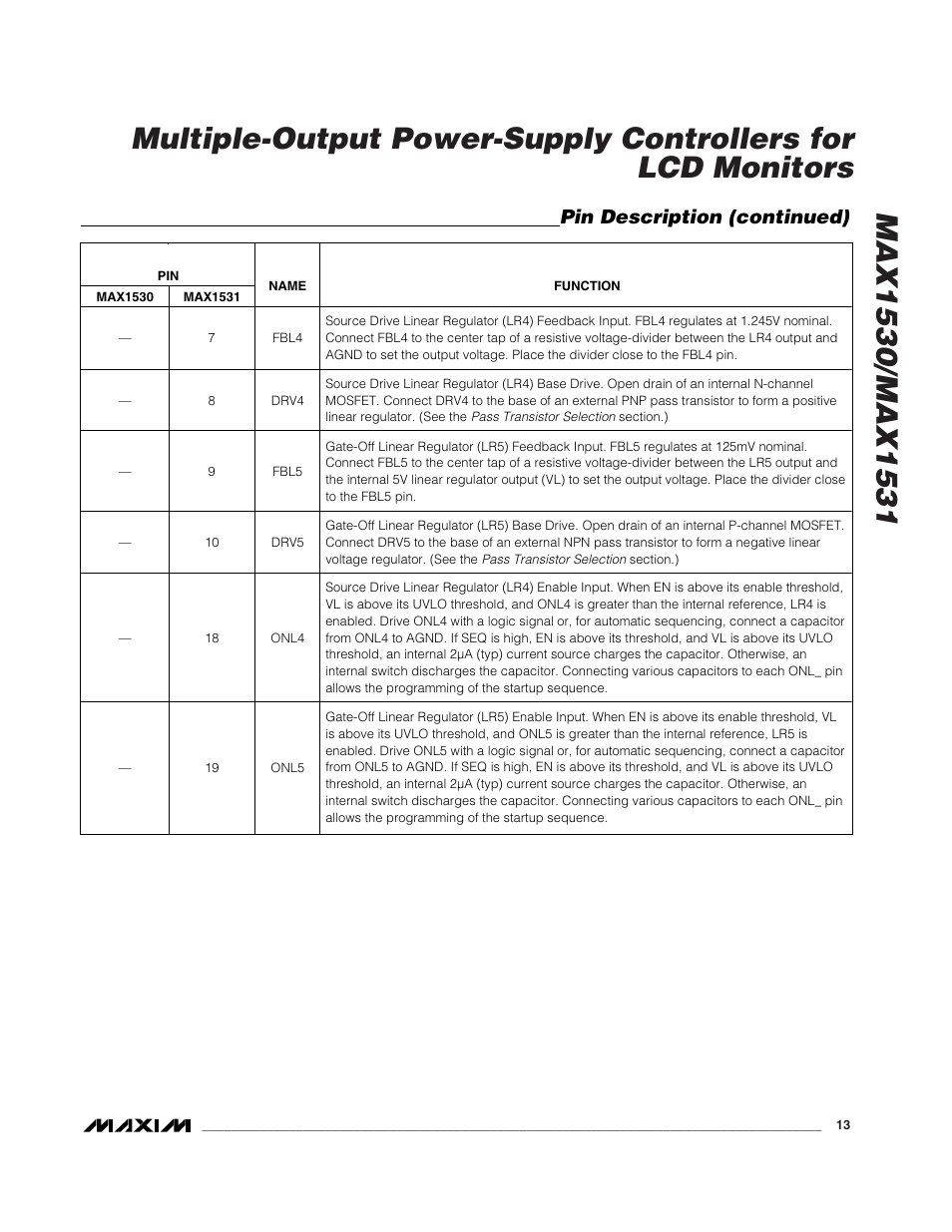 Pin description (continued) | Rainbow Electronics MAX1531 User Manual | Page 13 / 33